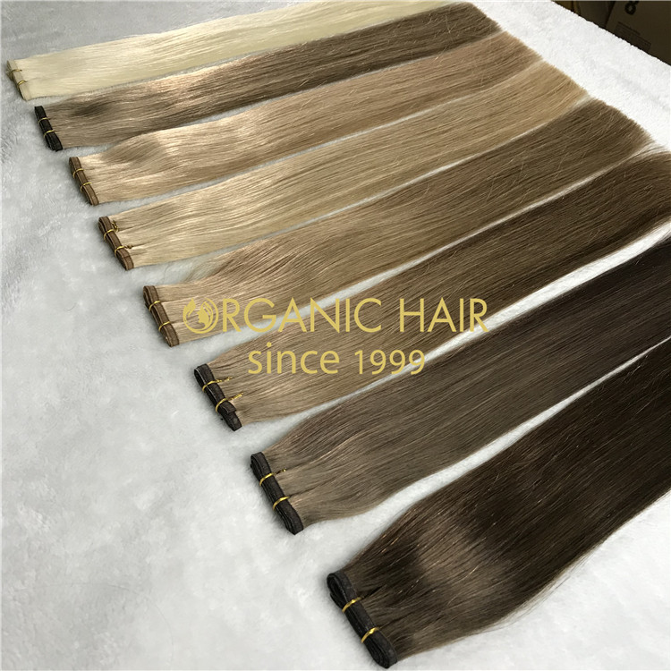 Customized color human full cuticle hair falt wefts X214